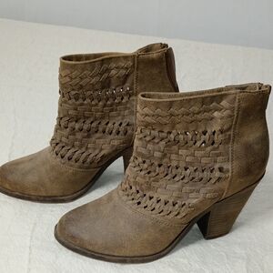 Fergie ,  Brown Woven Ankle Booties